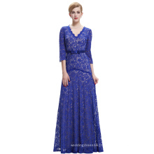 Starzz 2016 3/4 Sleeve V Neck Elegant Royal Blue Lace Robe de soirée longue ST000012-3